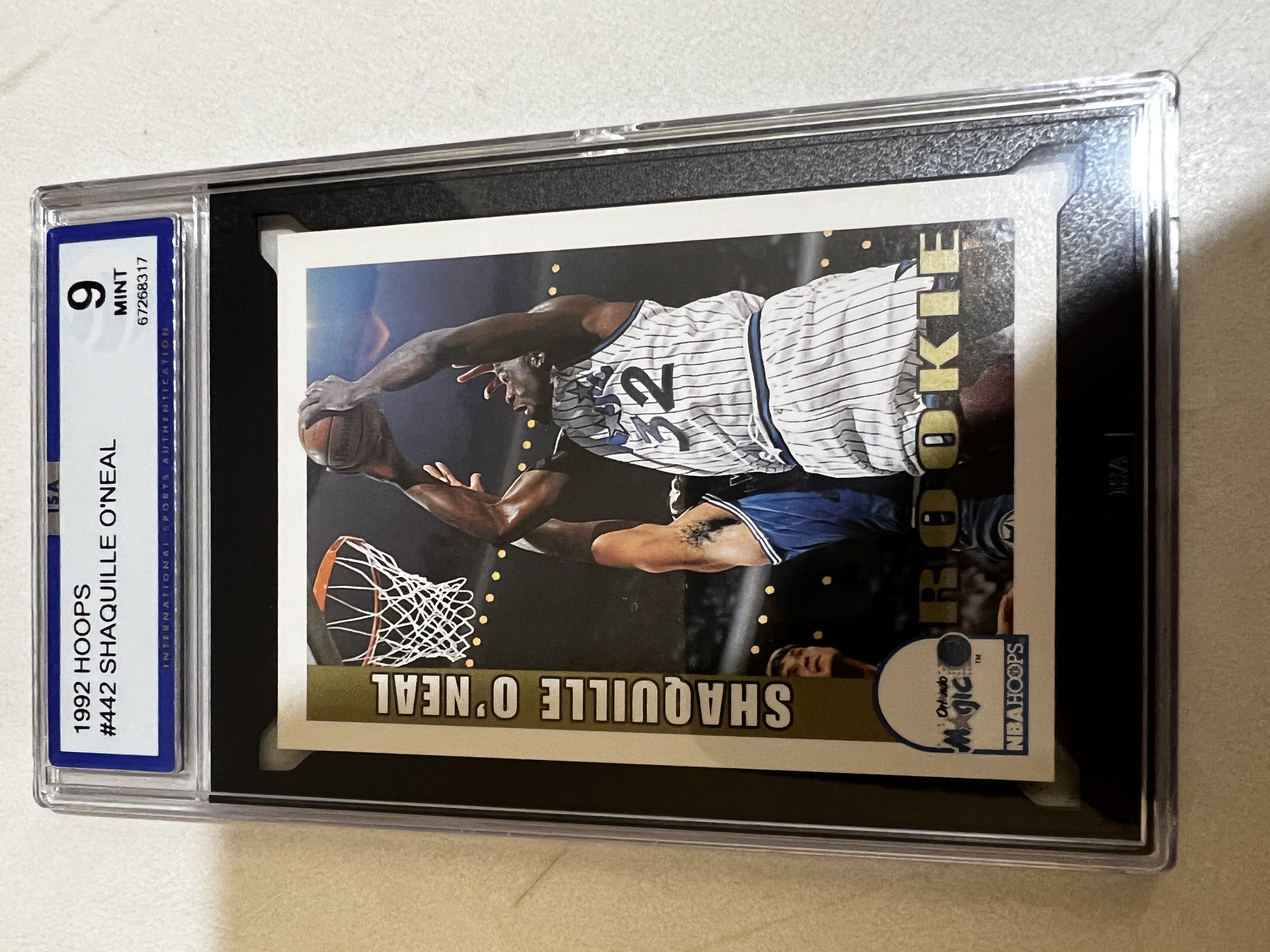 1992-93 Hoops Shaquille O'Neal RC Graded ISA 9