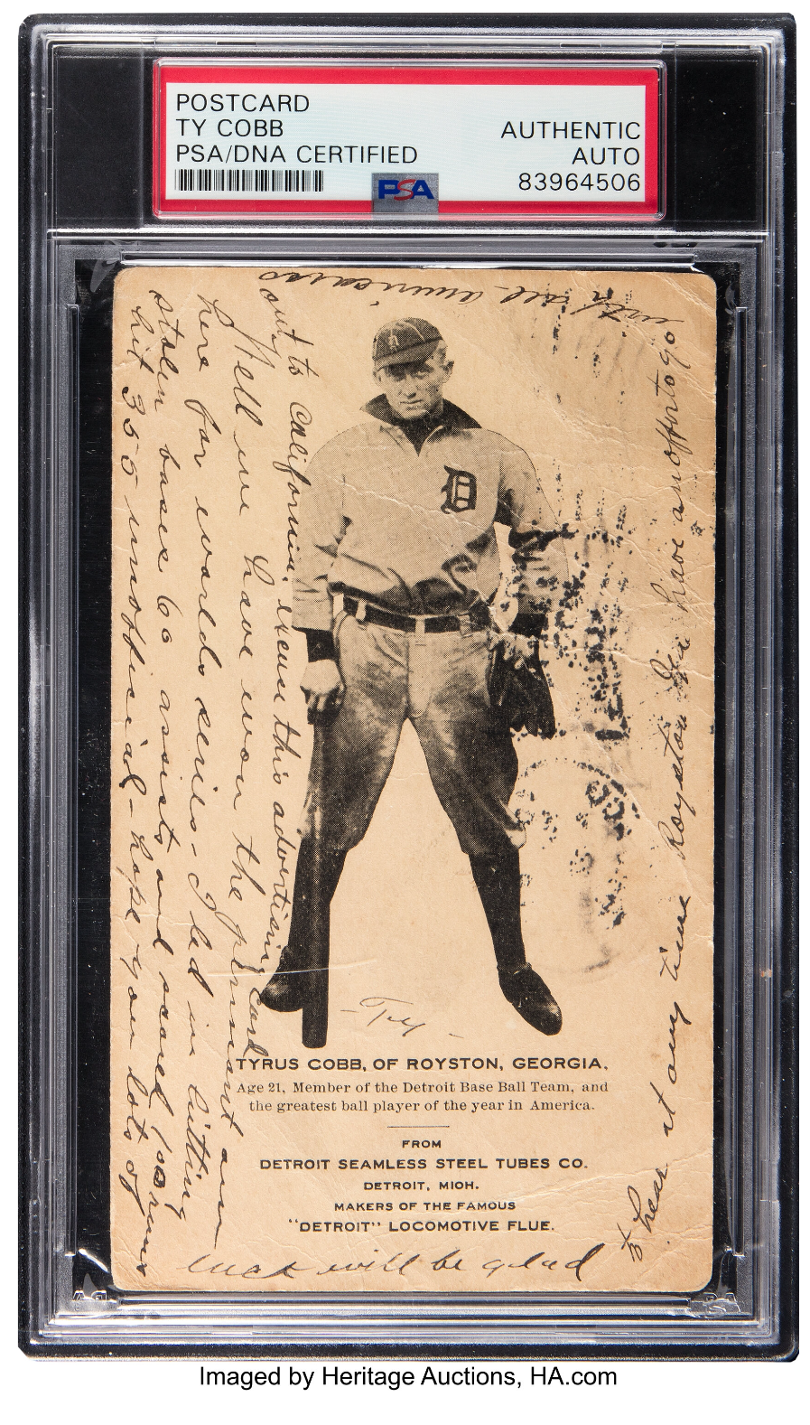 Rare Ty Cobb Rookie Card with Handwritten Message Goes to Auction