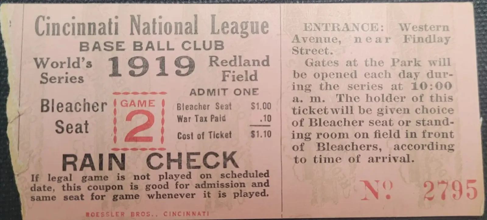1919 World Series Game 2 Ticket Stub Found in Bible