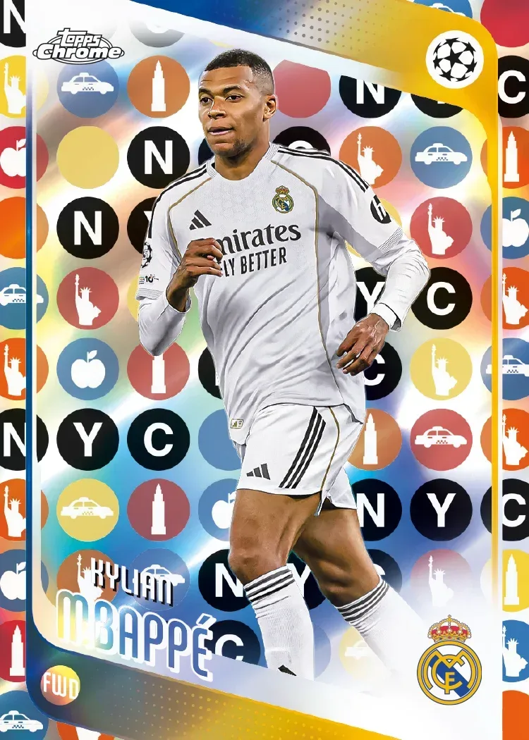 Topps Chrome FFNYC Edition UCC 2025/26 Kylian Mbappe card.