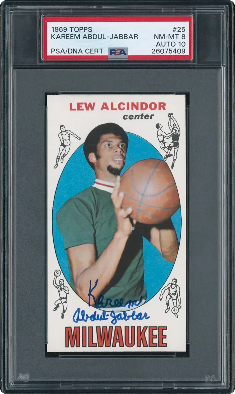 1969 Topps #25 Lew Alcindor (Kareem Abdul-Jabbar) Rookie card.