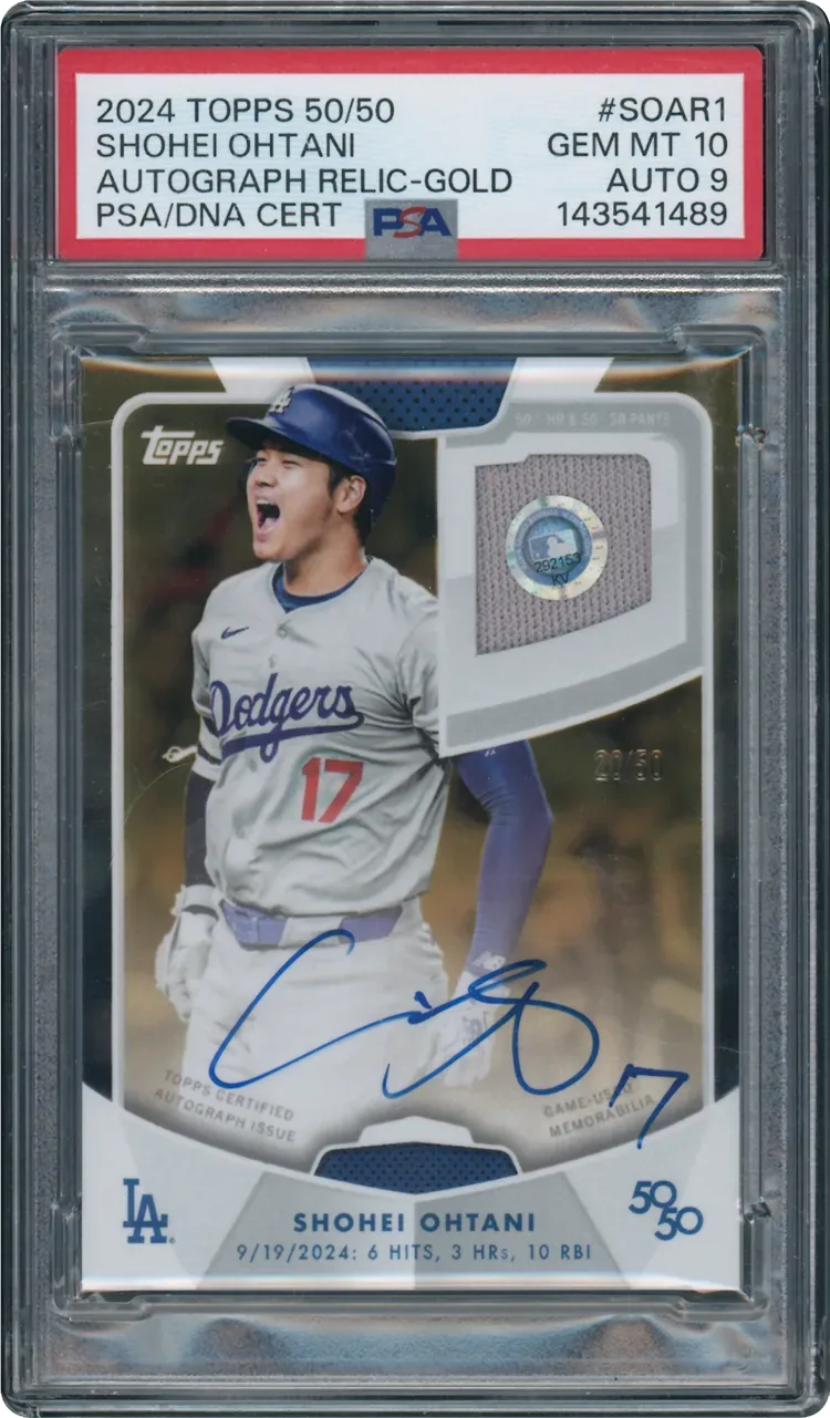 2024 Topps 50/50 Shohei Ohtani Autograph Relic-Gold card.