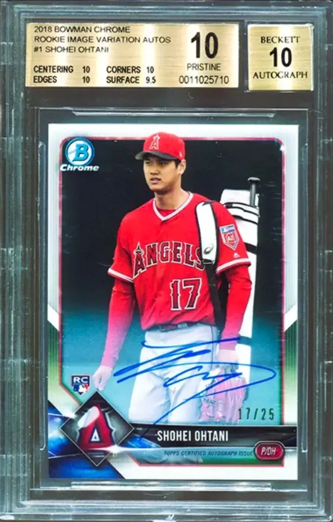 2018 Bowman Chrome Rookie Image Variations Autographs Shohei Ohtani 17/25 BGS 10 AUTO 10