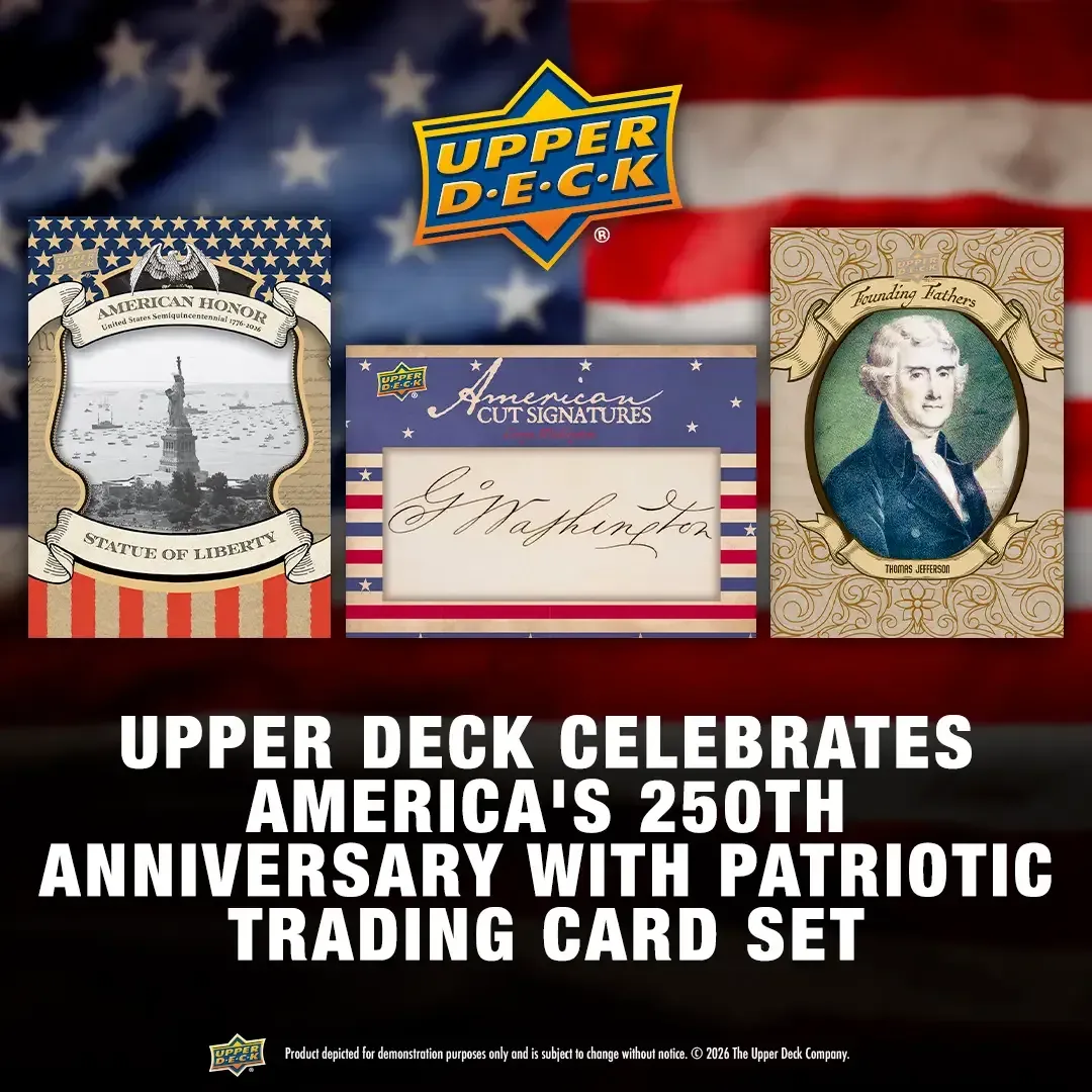 Upper Decks honors America's 250th Anniversary with patriotic trading card set.