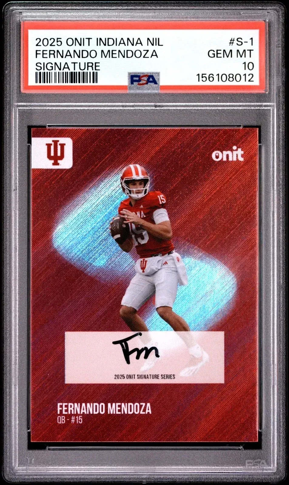 2025 ONIT Indiana NIL Fernando Mendoza Signature card.