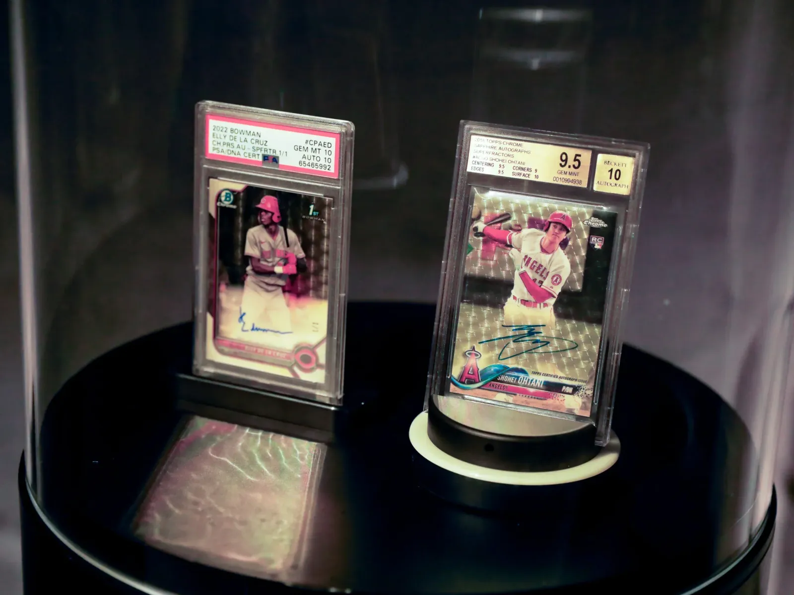 Sotheby's ‘Holy Grail’ cards of Elly De La Cruz and Shohei Ohtani.