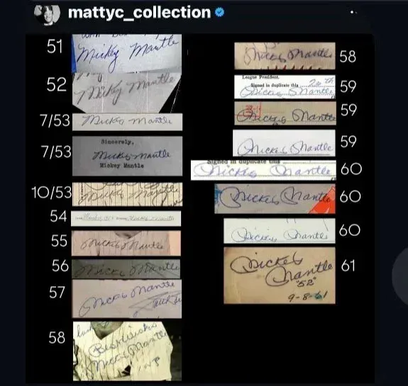 The evolution of Mickey Mantle autographs from Mantle autograph aficionado Matt Cirulnick of fEye Appeal, Inc.