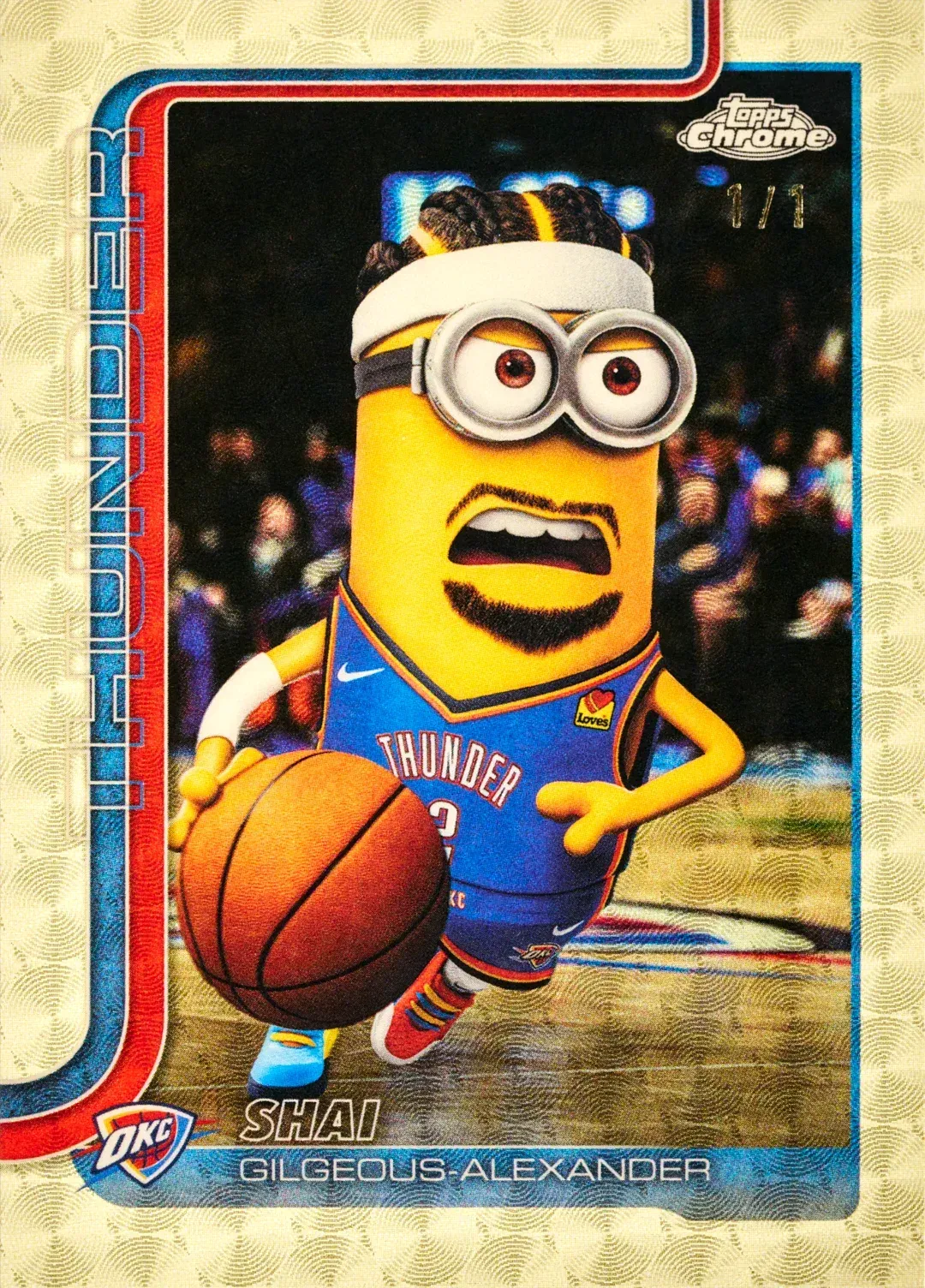 2025-26 Topps Chrome Updates Shai Gilgeous-Alexander MinionFractor card.