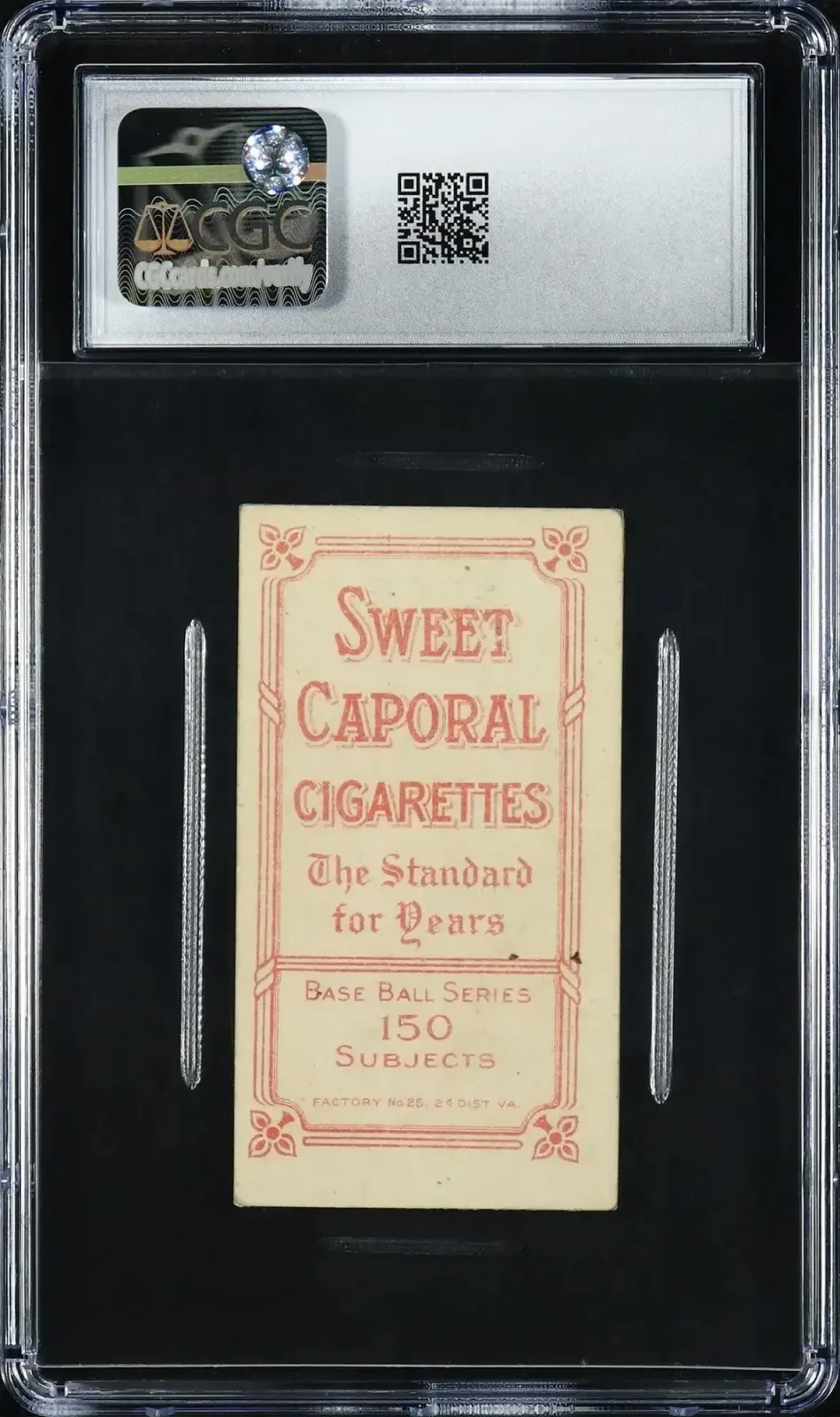 Back of the Restored T206 Honus Wagner card.