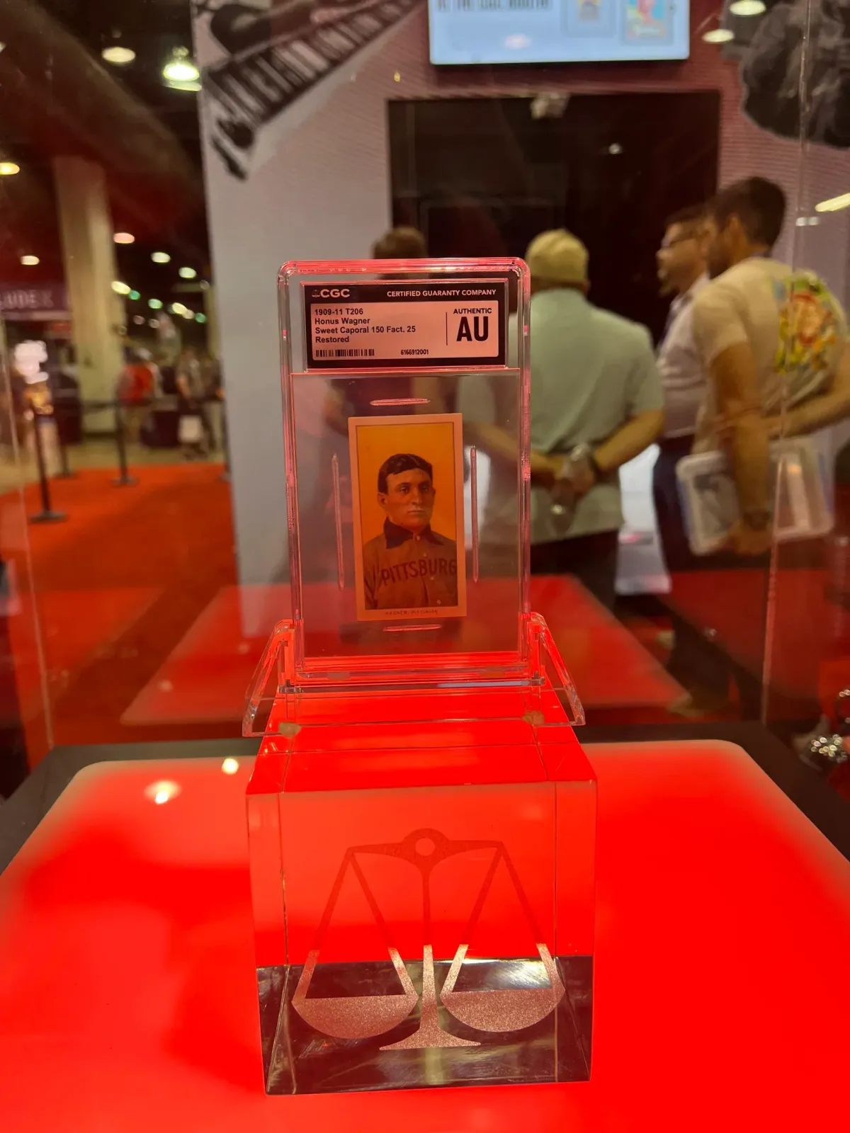 The T206 Restored Honus Wagner card at the CGC booth at The National.