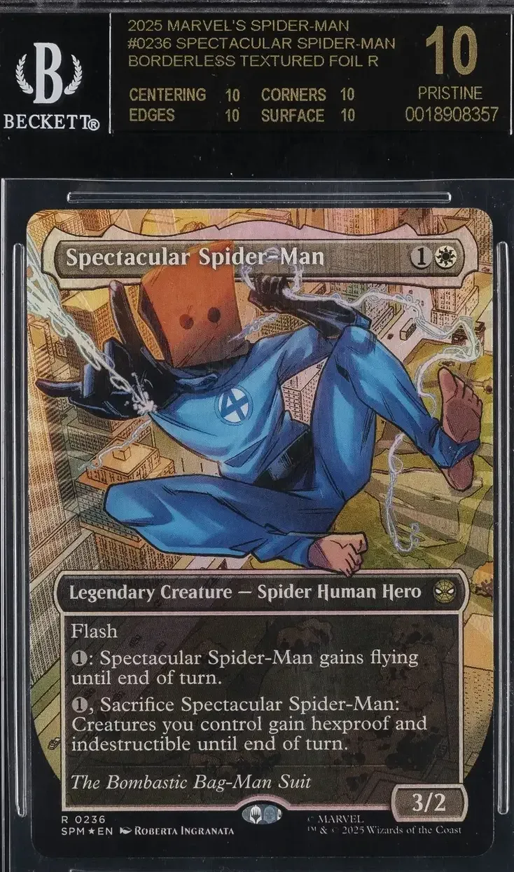 2025 Magic: The Gathering Marvel's Spider-Man with bombastic bag-man suit