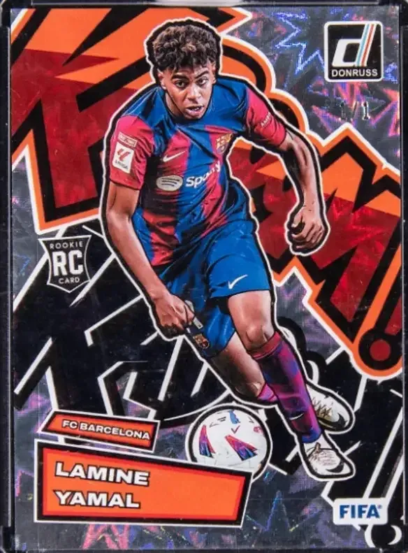 A 2023-24 Panini Donruss FIFA Kaboom! Black #7 Lamine Yamal Rookie Card (1/1)