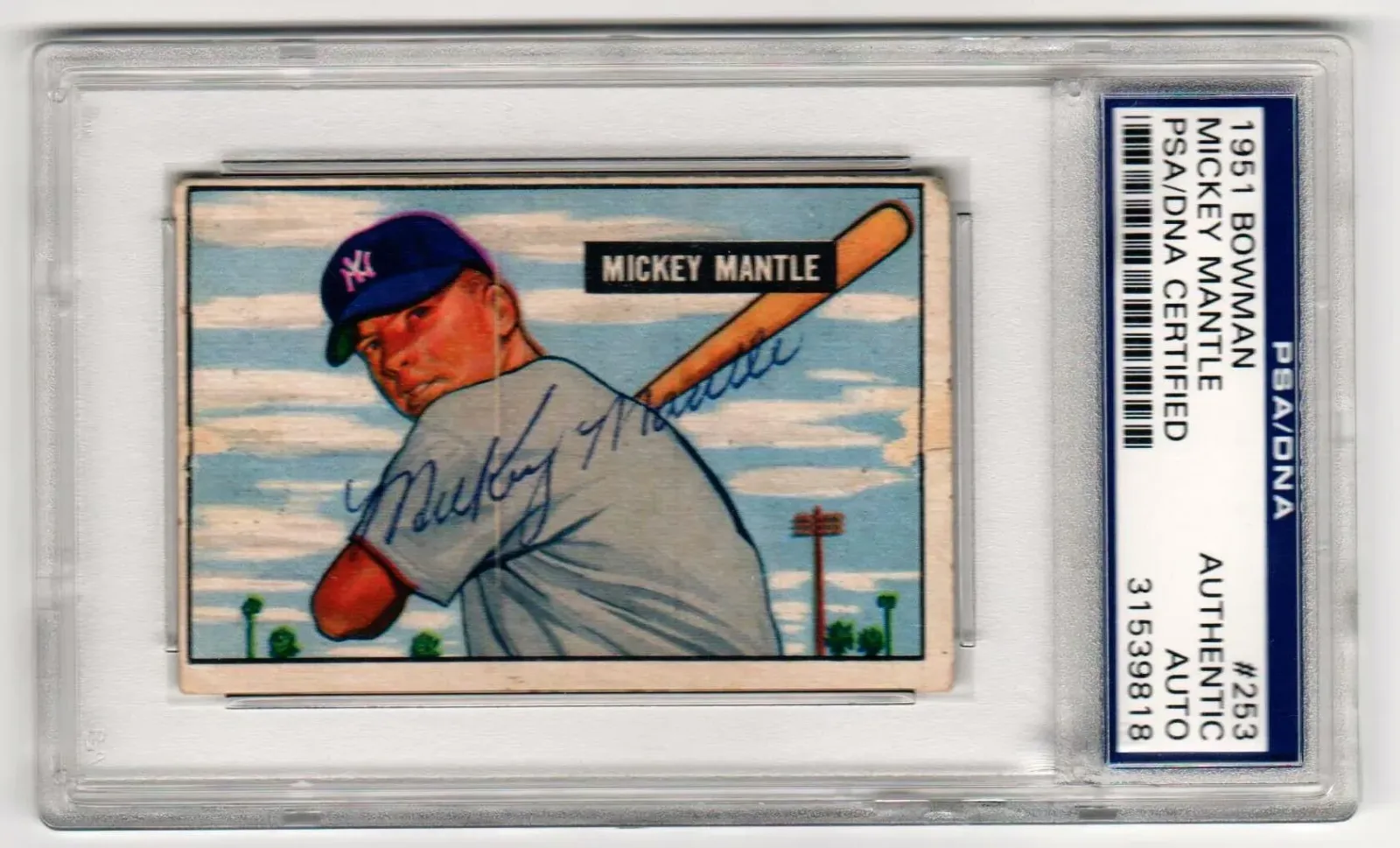 1951 Bowman Mickey Mantle autographed card authenticated by Steve Grad when he was at PSA.