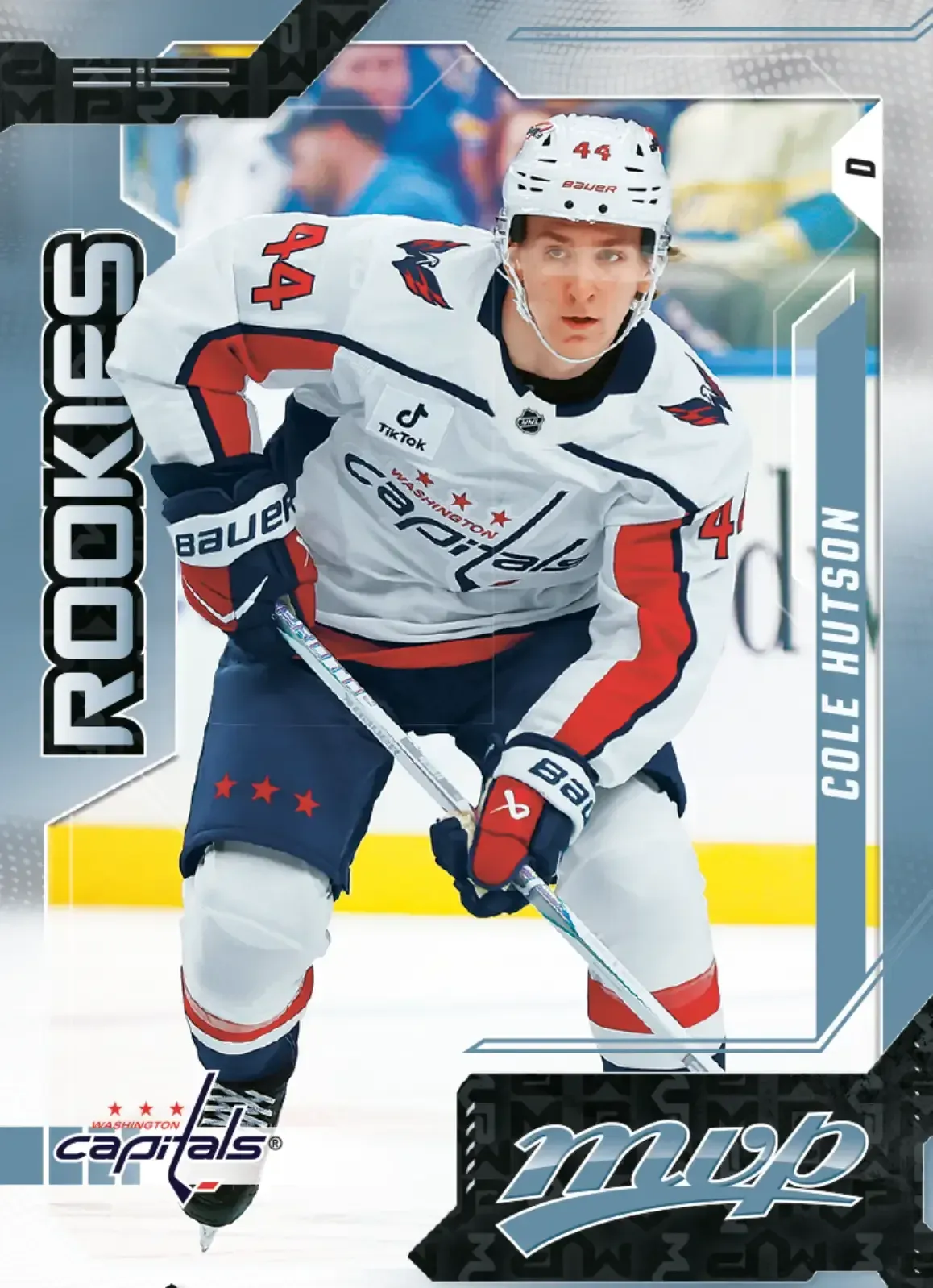 2026-27 Upper Deck MVP Hockey card featuring rookie for the Washington Capitals Cole Hutson.