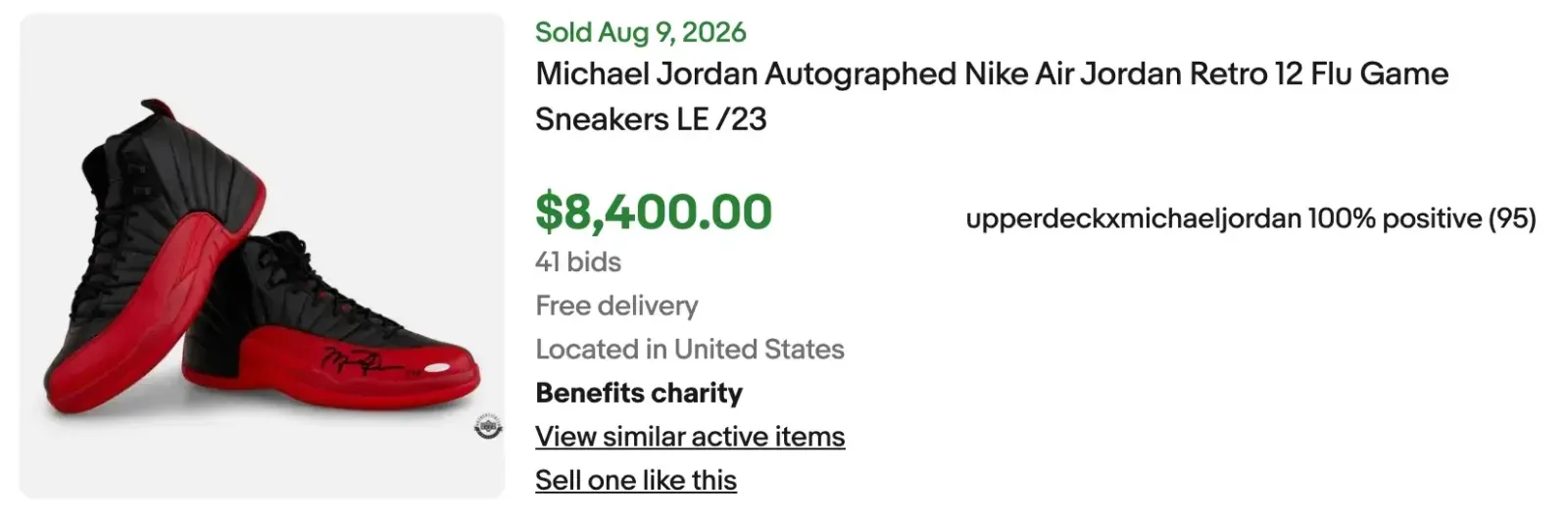 Michael Jordan Autographed Flu Game Sneakers