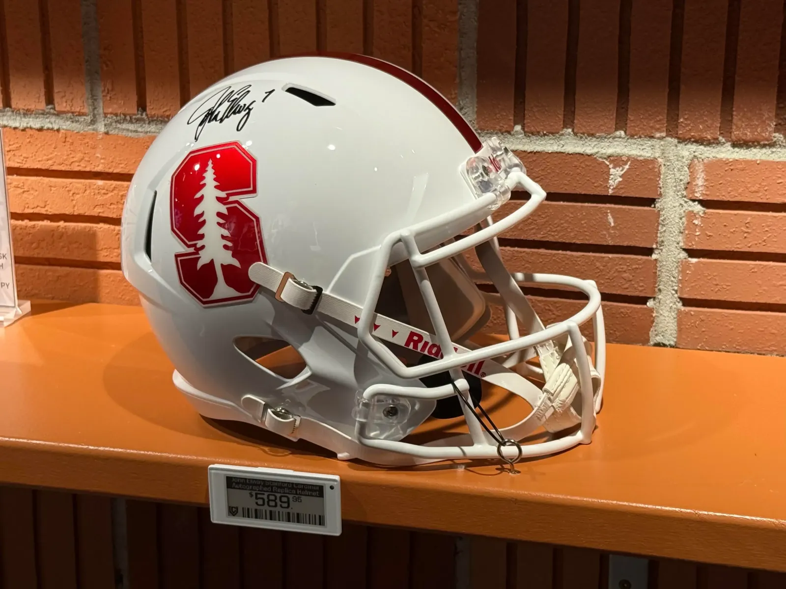 Bay Area pro and college legends are featured prominently in the Palo Alto store, including Stanford QB John Elway.