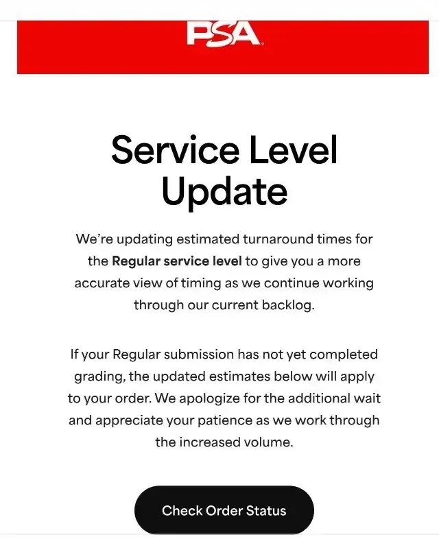 PSA Email to Collectors