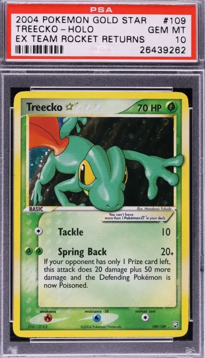 2004 Pokemon EX Team Rocket Returns Holo Treecko Gold Star #109 PSA 10