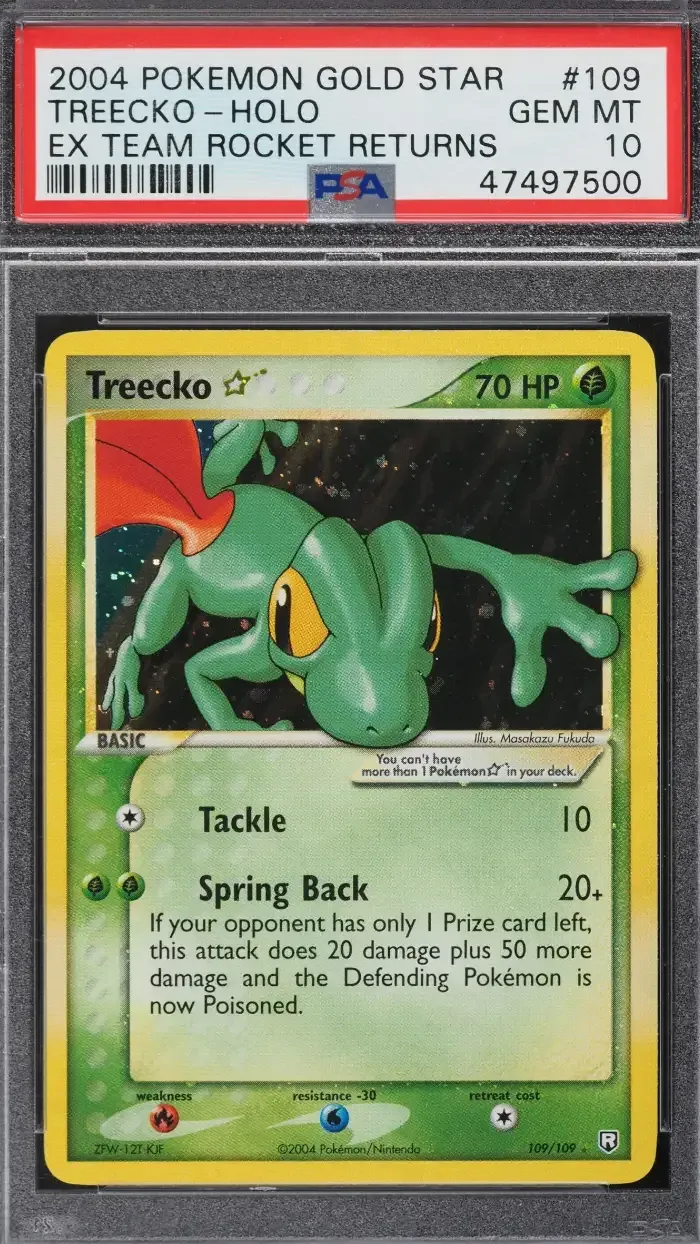 2004 Pokemon EX Team Rocket Returns Holo Treecko Gold Star #109 PSA 10