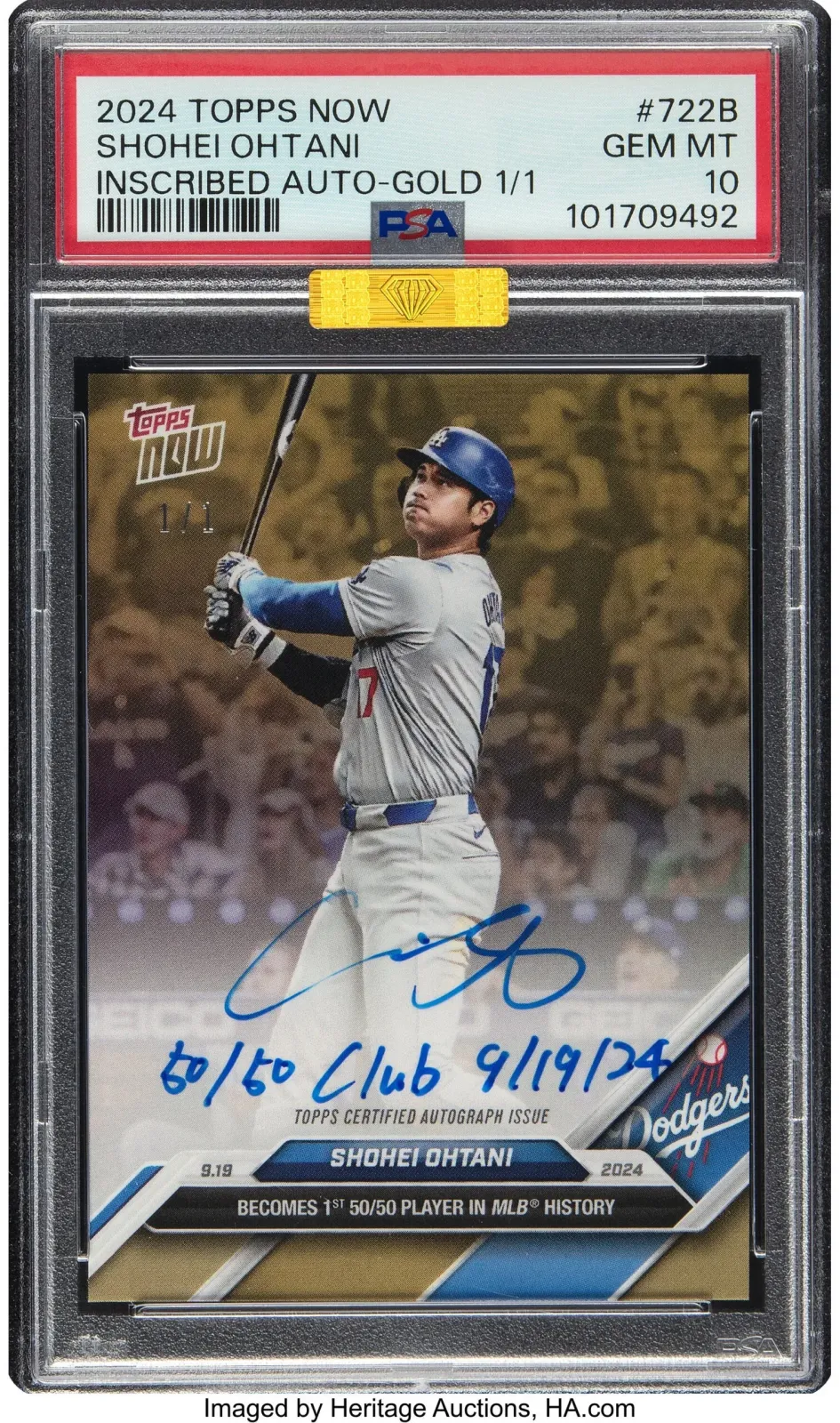 2024 Topps NOW Shohei Ohtani #1/1 50/50 card.