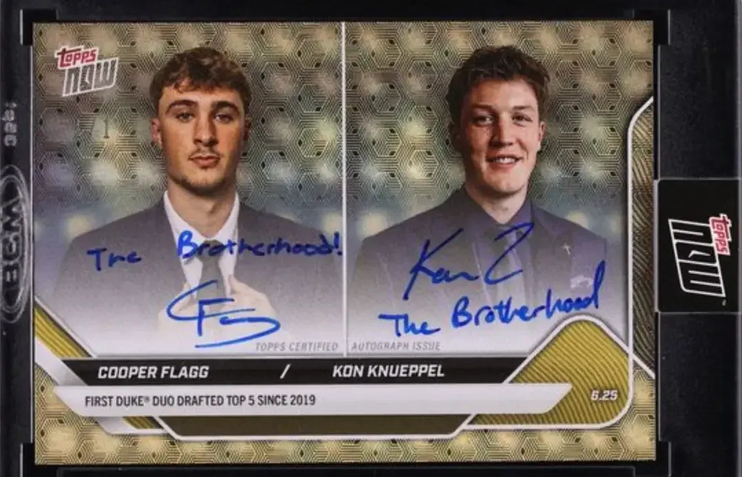 2025 Topps Now Draft Foilfractor Cooper Flagg & Kon Knueppel ROOKIE AUTO 1/1
