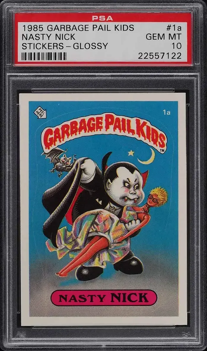 1985 Garbage Pail Kids Nasty Nick Sticker PSA 10