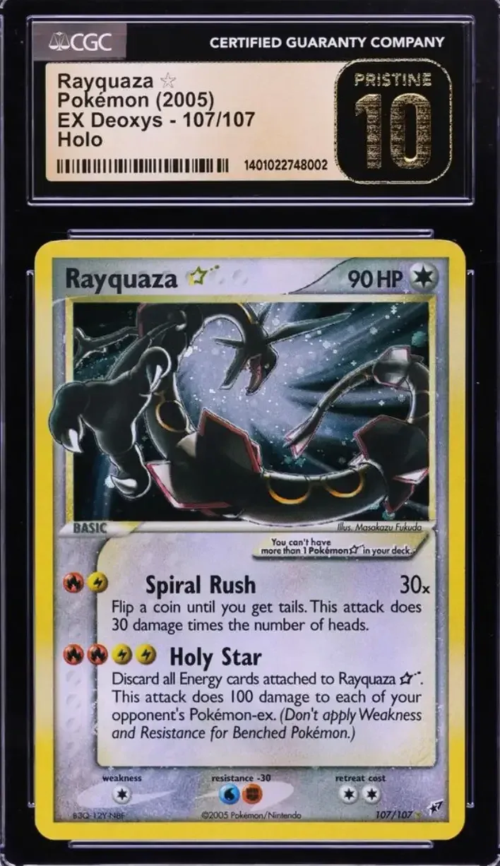 2005 Pokemon EX Deoxys Holo Rayquaza Gold Star #107 CGC 10 PRISTINE