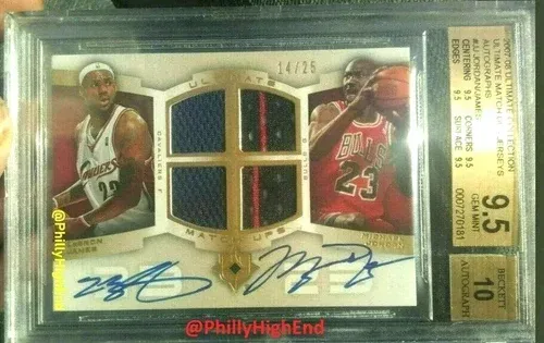 BGS 9.5 2007 UD Ultimate DUAL JERSEY PATCH AUTO Card Michael Jordan LeBron JamesOpens in a new window or tab