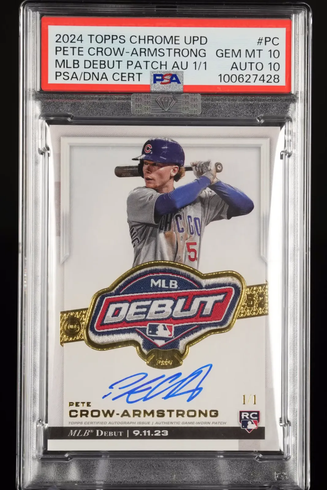2024 Topps Chrome Update Pete Crow-Armstrong MLB Debut Rookie Patch Auto.