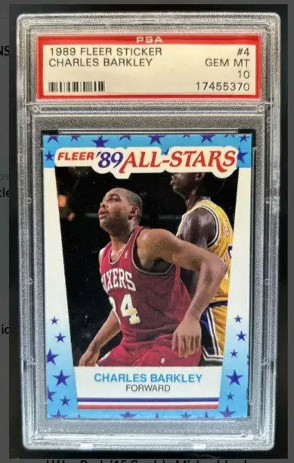 1989-90 Fleer Basketball Stickers - Charles Barkley PSA 10