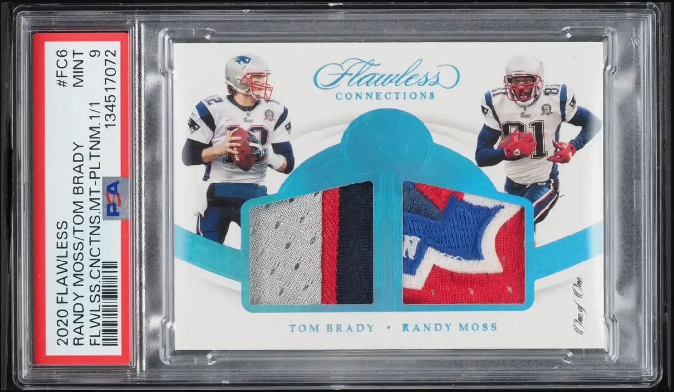 A Brady-Moss one-of-one dual patch card is the ultimate grail for a Patriots fan.