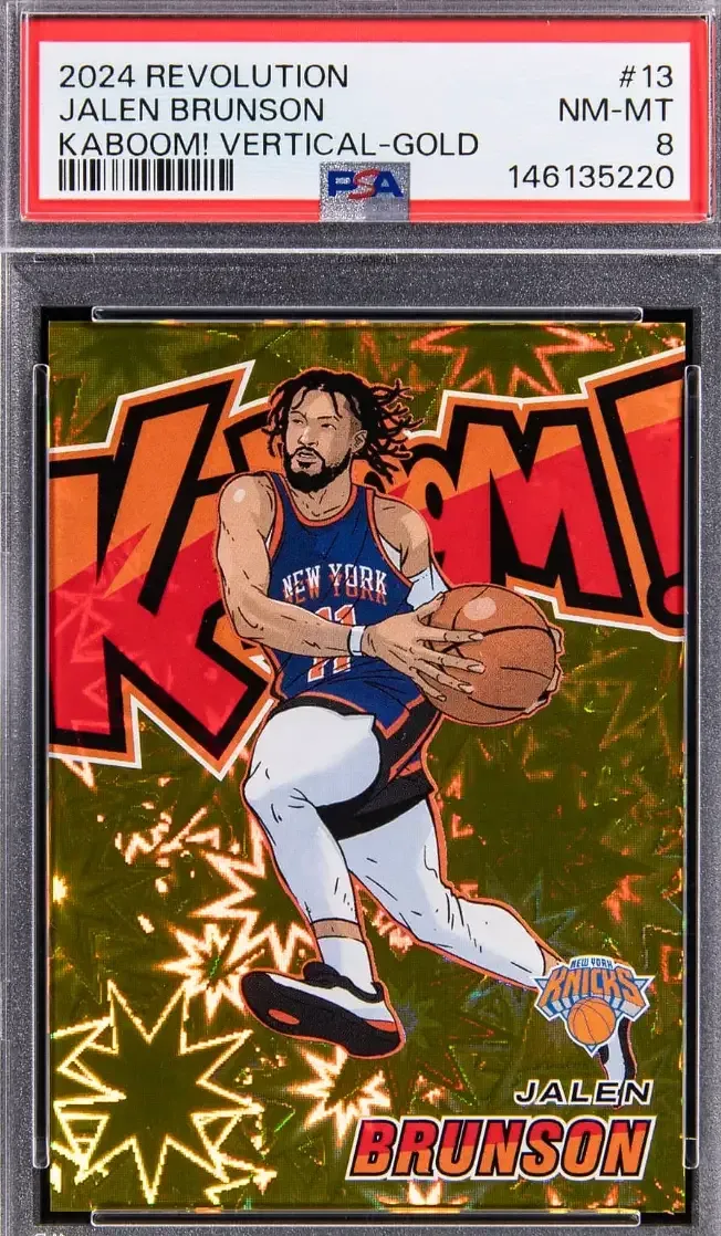 2024-25 Panini Revolution Kaboom! Vertical Gold #13 Jalen Brunson (#02/10) PSA 8