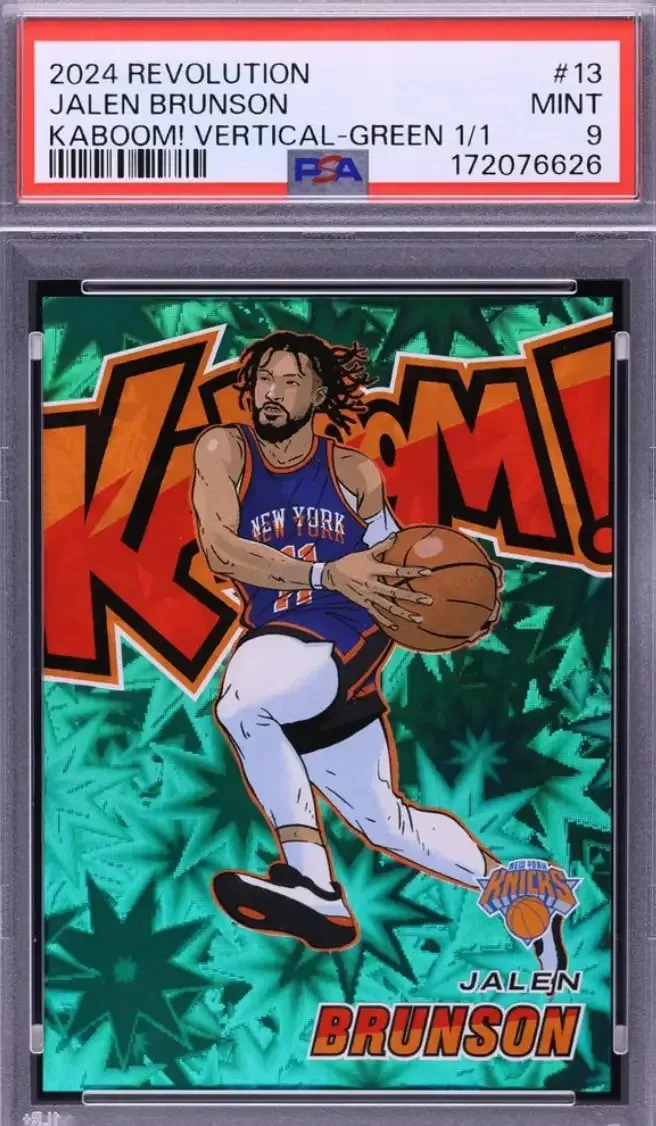 2024 Panini Revolution Kaboom! Vertical Green Jalen Brunson 1/1 #13 PSA 9