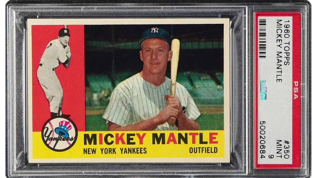1960 Mickey Mantle #350. With a PSA population of 31 PSA 9's, there are no PSA 10s for this card.
