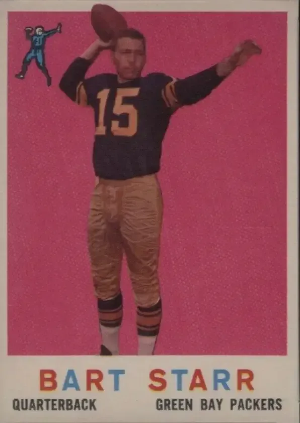Image of player with football in right hand in throwing motion on pink background with
