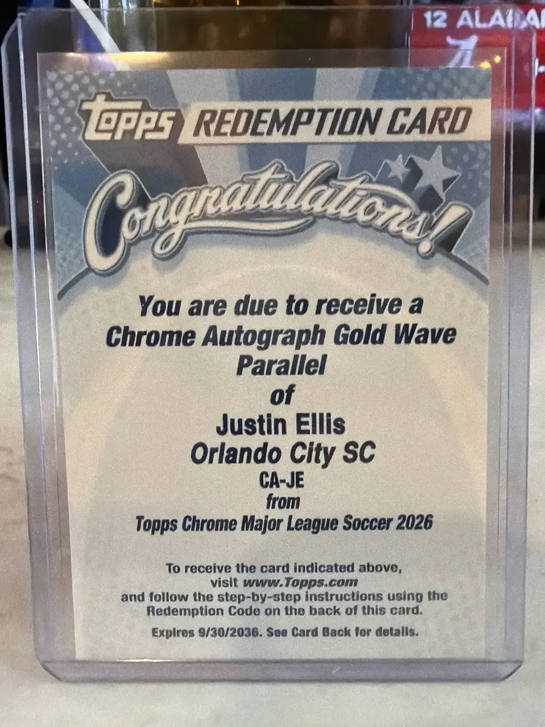 2026 Topps Chrome MLS Justin Ellis Redemption Auto /50