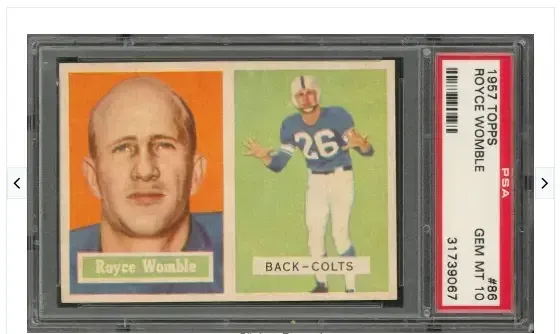 1957 Topps - Royce Womble - Card No. 86 - PSA 10