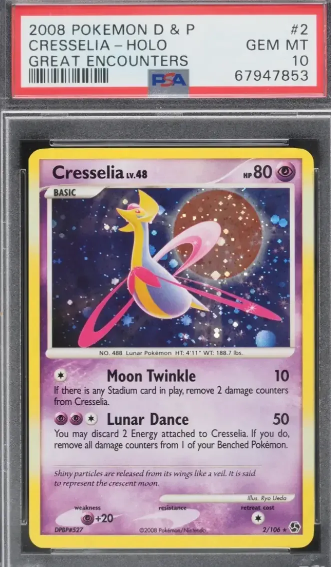 2008 Pokemon Diamond & Pearl Great Encounters Holo Cresselia #2 PSA 10
