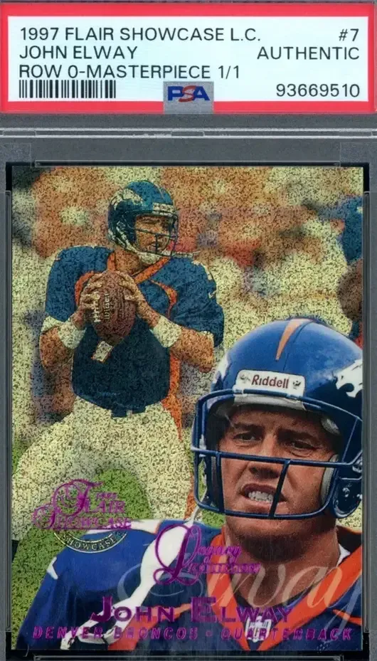 Images of player large foreground headshot with helmet in bottom right with grainy speckled side view of QB in background