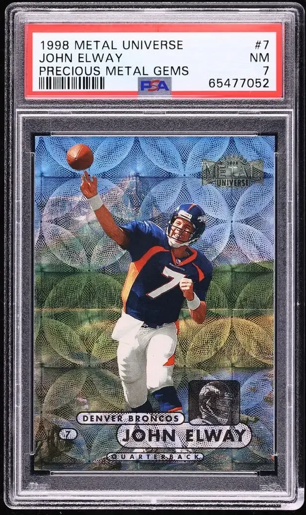 Image of player in throwing motion with football being released from right hand with geometric patterns in the background