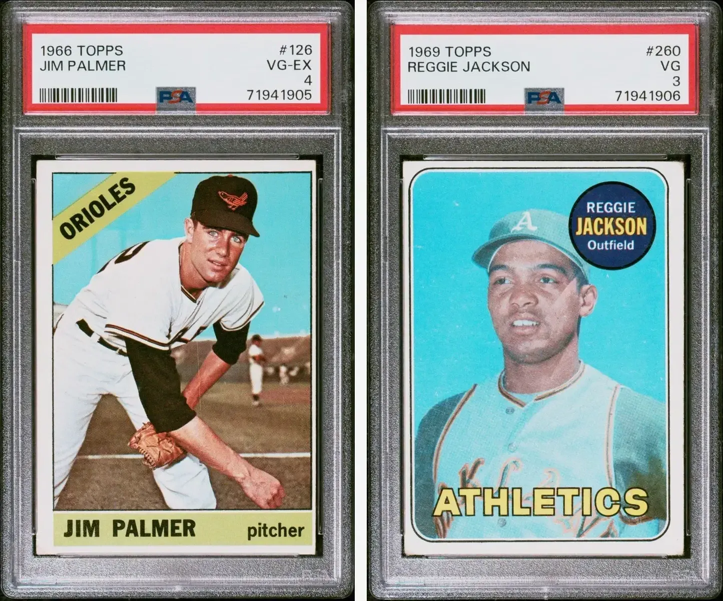 The cards that started it all for Justin Hirsch: Jim Palmer and Reggie Jackson.