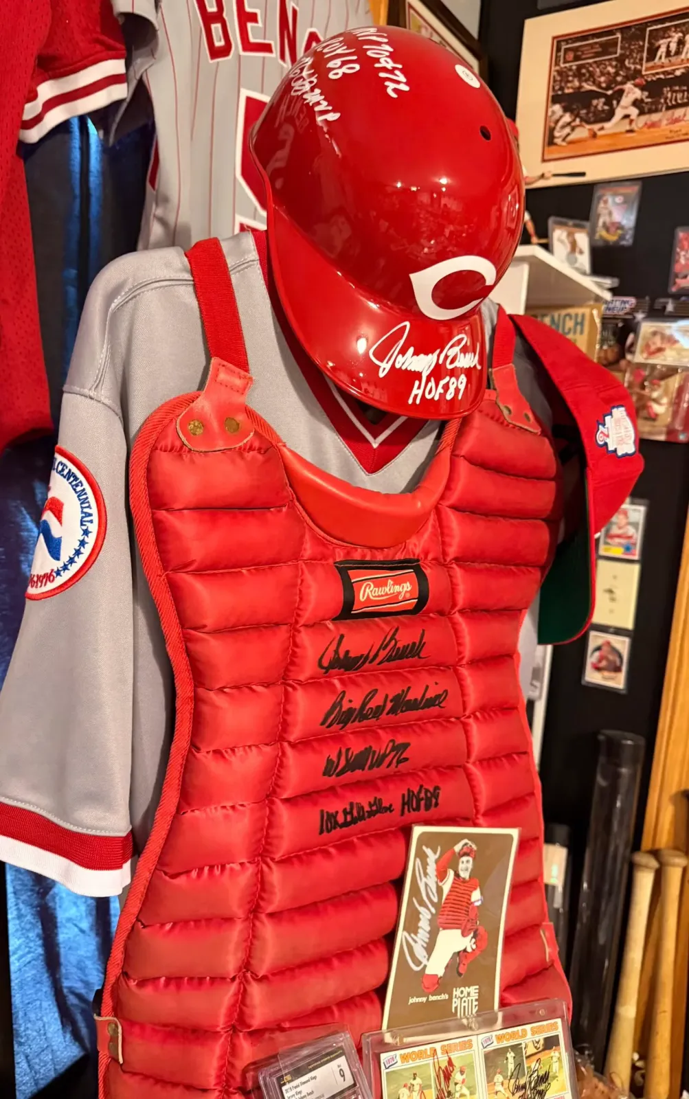 Johnny Bench catchers gear from collector Ted Rich's collection.