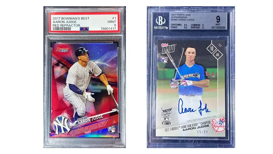 Two of the Aaron Judge rookies available as part of the auction from New York Mike.