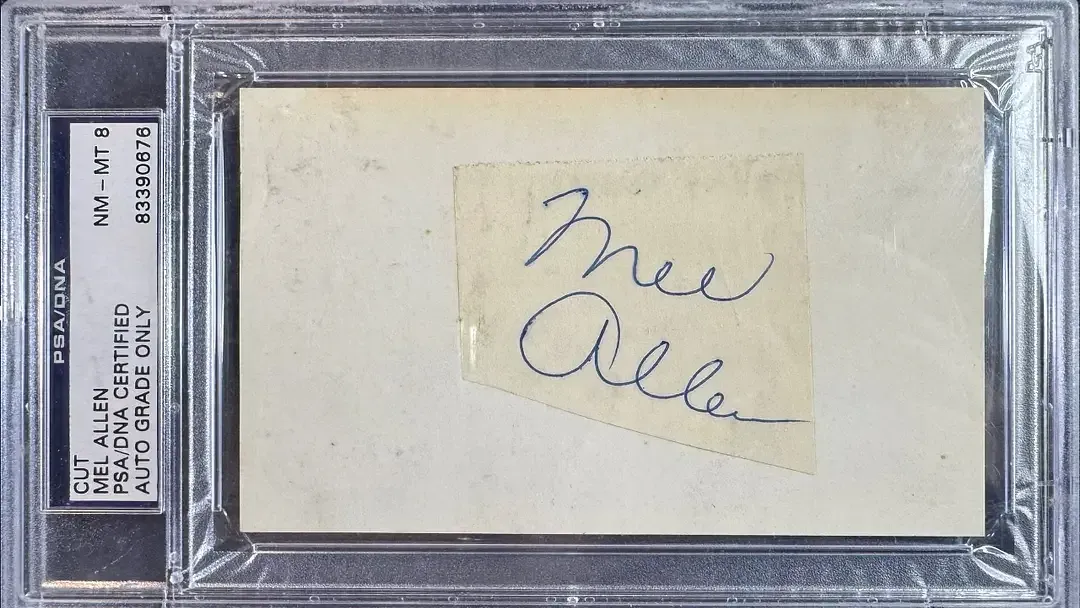 PSA Verified Mel Allen cut autograph encased in PSA slab.