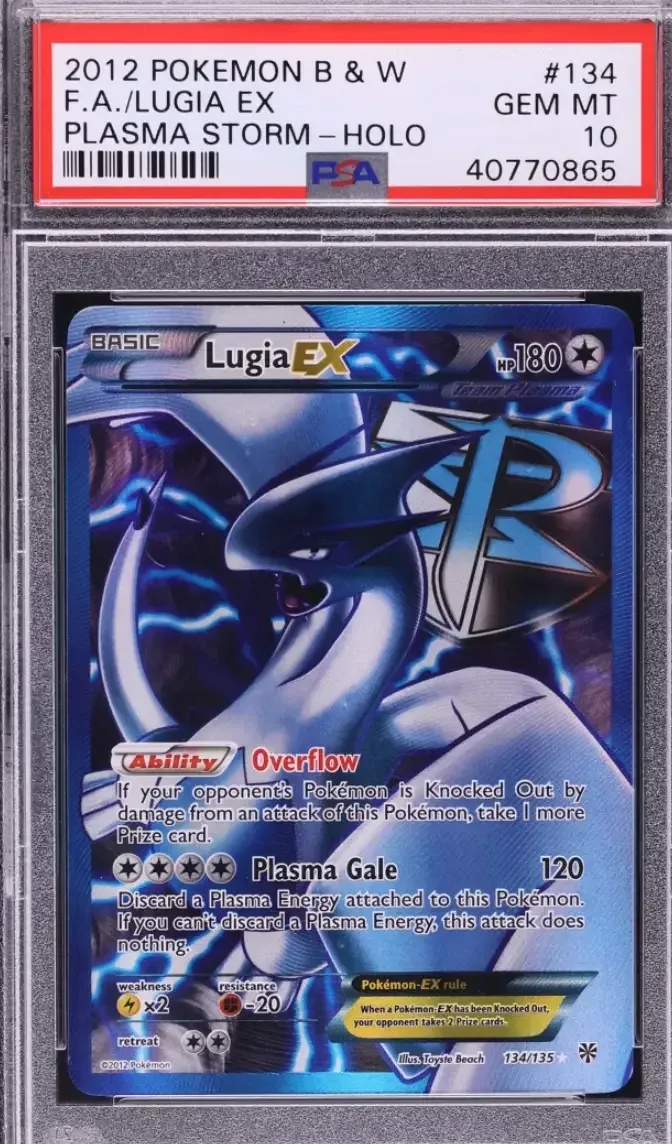 2012 Pokémon Black & White Plasma Storm Full Art Lugia EX #134 PSA 10
