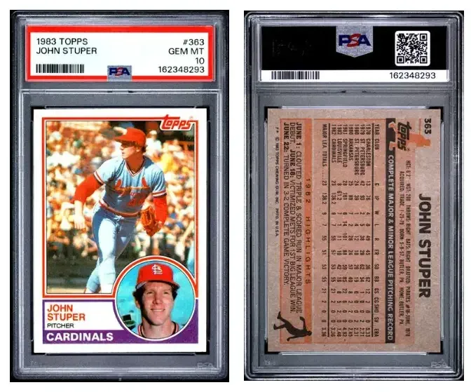 1983 Topps John Stuper #363 (Rookie Card)
