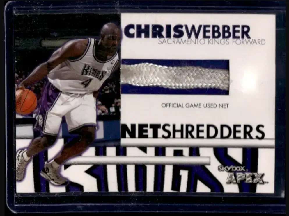 1999 Skybox APEX Net Shredders featured swatches of game-used basketball nets.