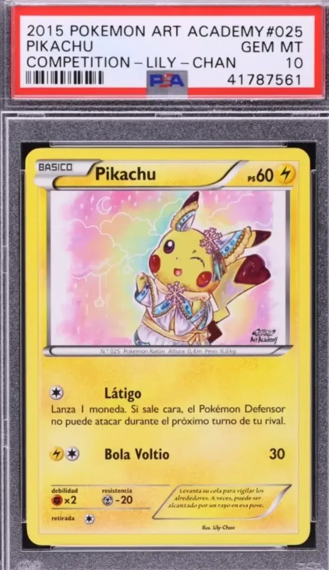 2015 Pokemon XY Art Academy Competition Lily-Chan Pikachu #25 PSA 10
