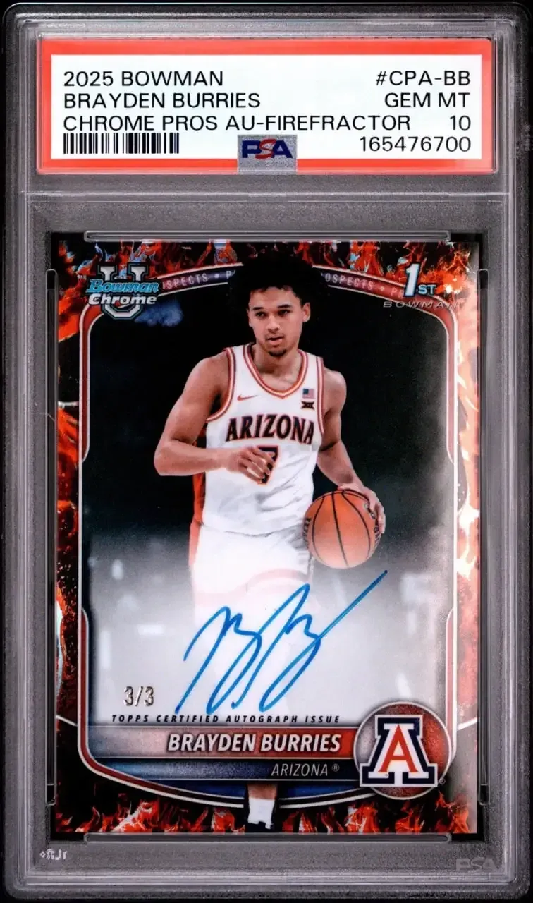 PSA 10 2025-26 Bowman Chrome Basketball Brayden Burries Firefractor Auto 3/3