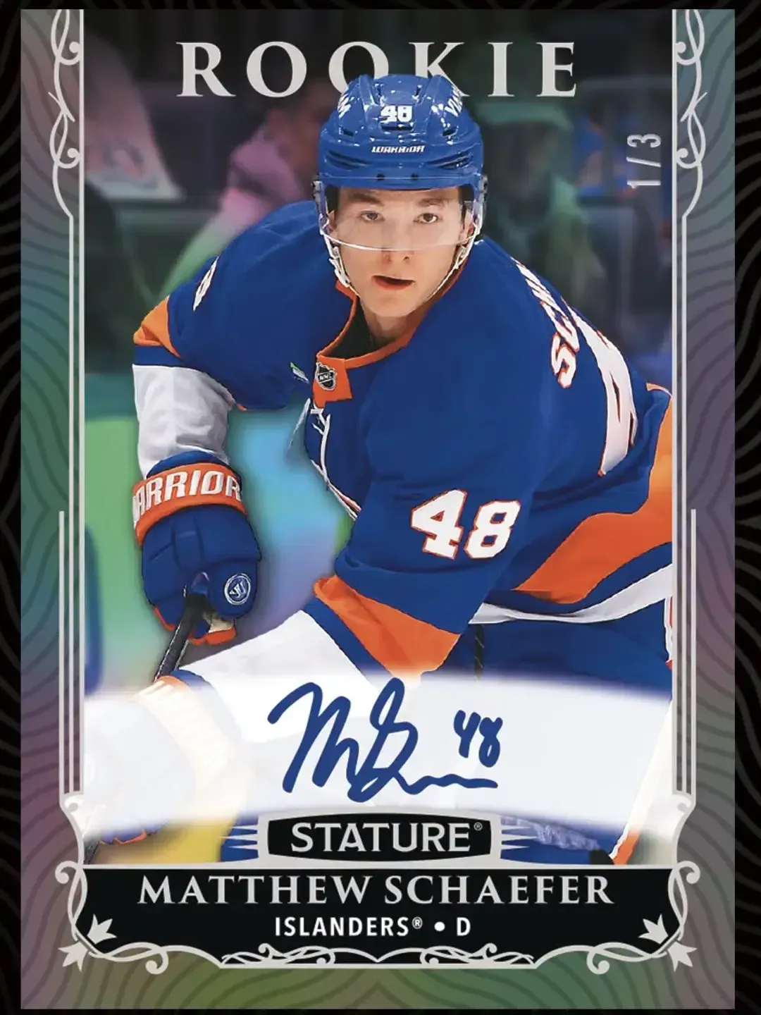 There are only three Black Autograph parallels of Calder Trophy winner Matthew Schaefer.
